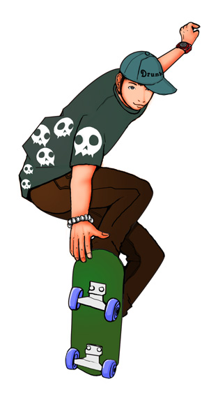 イラスト スケボー Skateboard Boy イラストgreen
